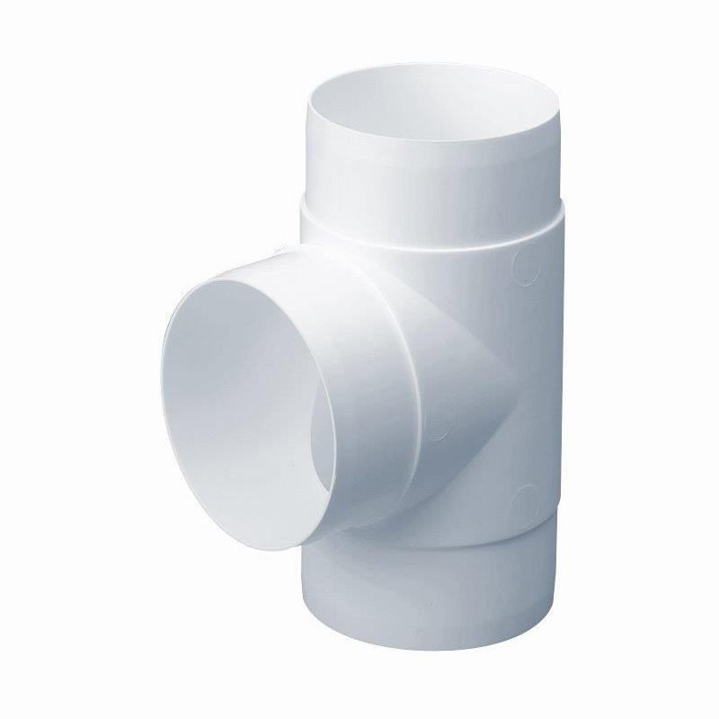 POLYPIPE DOMUS 40492 ROUND PIPE DUCT EQUAL T 90deg BEND
