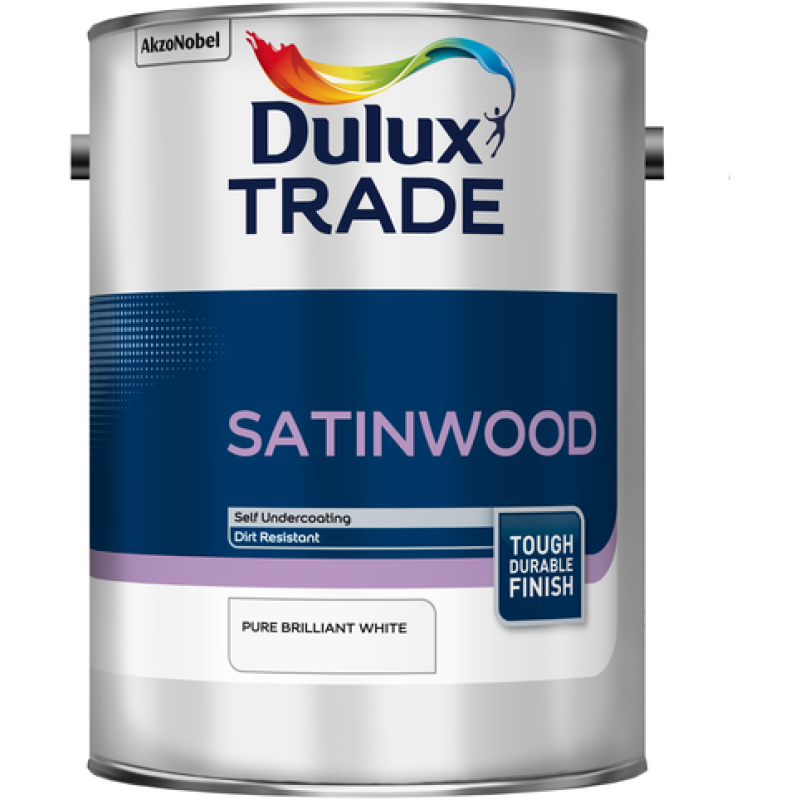 DULUX TRADE SATINWOOD 5l PURE BRILLIANT WHITE 5183994