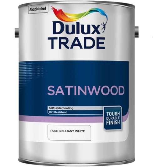 DULUX TRADE SATINWOOD 5l PURE BRILLIANT WHITE 5183994