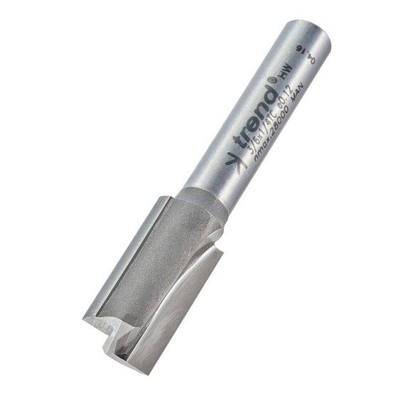 TREND 3/6X1/4TC TWO FLUTE CUTTER 1/4 INCH SHANK 10MM DIAMETER X 19MM