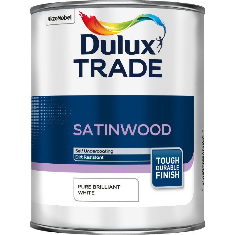 DULUX TRADE SATINWOOD 1l PURE BRILLIANT WHITE 5183281