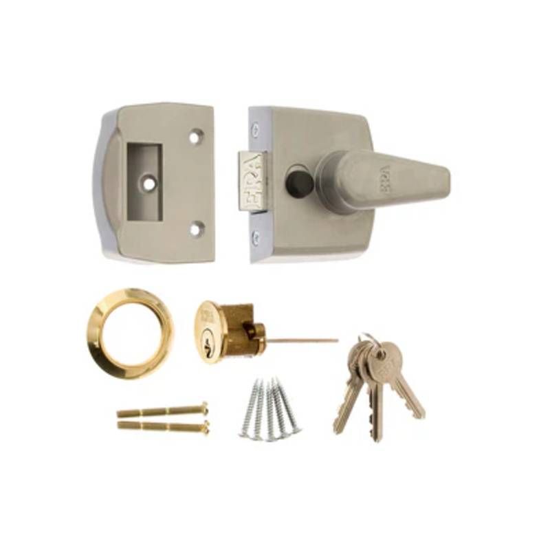 ERA NARROW STYLE REPLACEMENT NIGHTLATCH 40mm GREY BODY/BRASS CYLINDER VISI PACK 1430-52