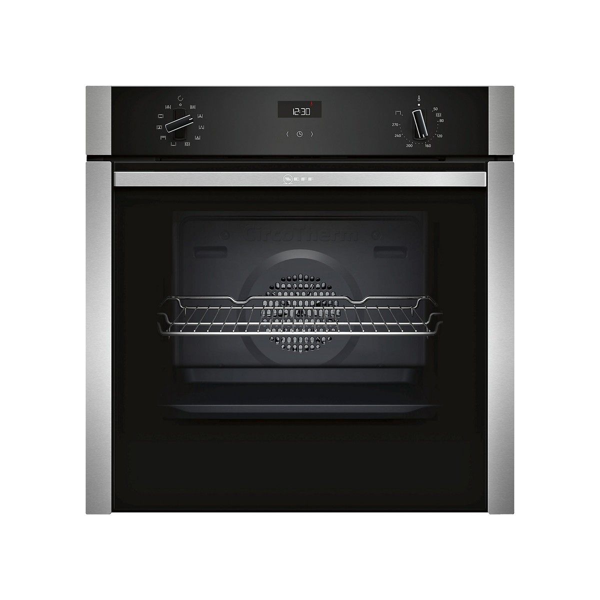 NEFF B3ACE4HN0B N50 SLIDE & HIDE SINGLE OVEN BLACK WITH STEEL TRIM