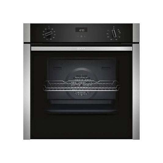 NEFF B3ACE4HN0B N50 SLIDE & HIDE SINGLE OVEN BLACK WITH STEEL TRIM