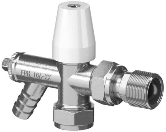 EPH LOCKSHIELD DRAIN OFF VALVE 15mm WHITE/CHROME LSDOV15