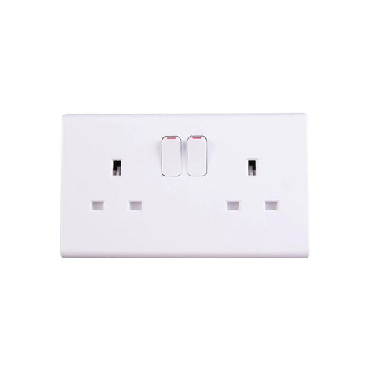 DETA S1209SDP 2-POLE 2-GANG SLIMLINE SWITCHED SOCKET 13a