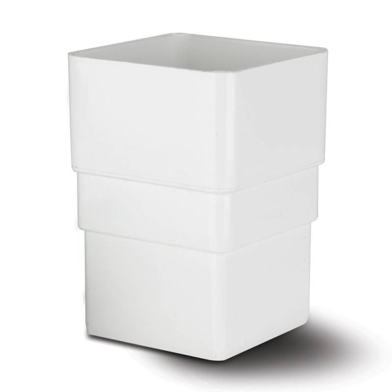 POLYPIPE RAINWATER 65mm SQUARE DOWNPIPE CONNECTOR RS225W WHITE