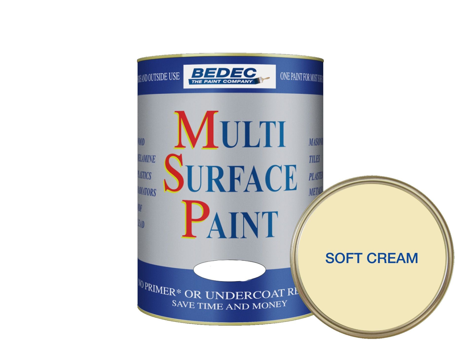 BEDEC SOFT GLOSS MULTI SURFACE PAINT 750ml SOFT CREAM BEDE2KB1190/29