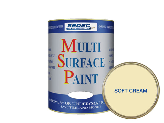 BEDEC SOFT GLOSS MULTI SURFACE PAINT 750ml SOFT CREAM BEDE2KB1190/29