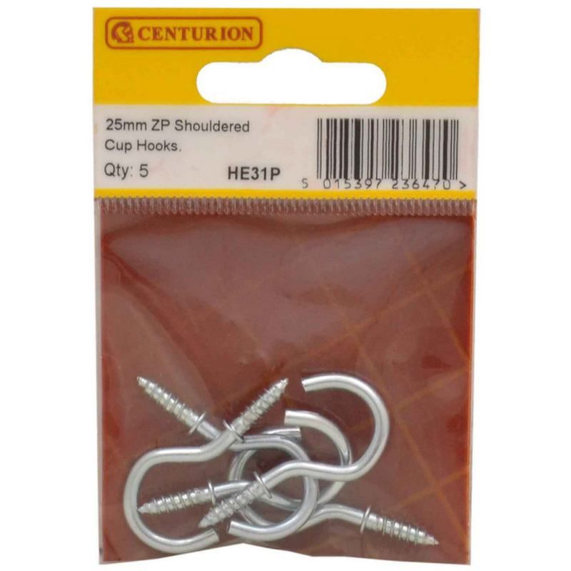 CENTURION HE31P ZINC PLATED 25mm CUP HOOKS