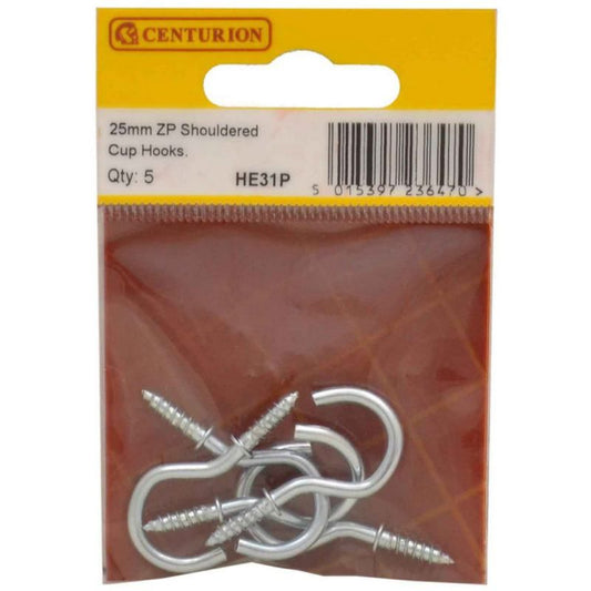 CENTURION HE31P ZINC PLATED 25mm CUP HOOKS