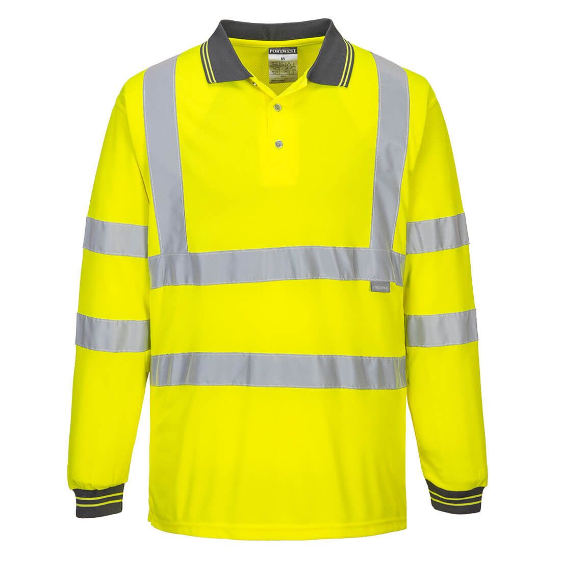 Hi-Vis Polo Shirt L/S , 4XL, R, Yellow