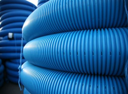 POLYPIPE BLUE LAND DRAIN PIPE PERFORATED COIL 40m x 200mm LD20040B