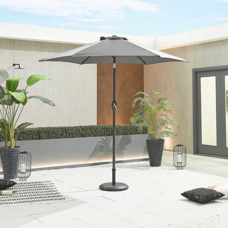 NOVA ANTIGUA GREY FRAME ALUMINIUM PARASOL 2.4m ROUND - GREY N12093