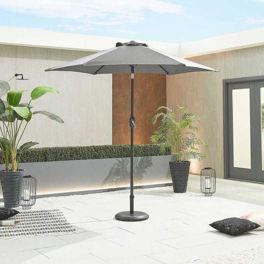 NOVA ANTIGUA GREY FRAME ALUMINIUM PARASOL 2.4m ROUND - GREY N12093