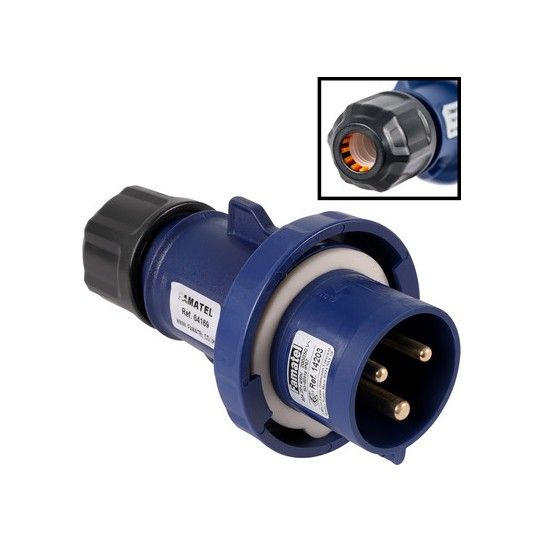 FAMATEL INDUSTRIAL PLUG 2P+E 32a BLUE 14203