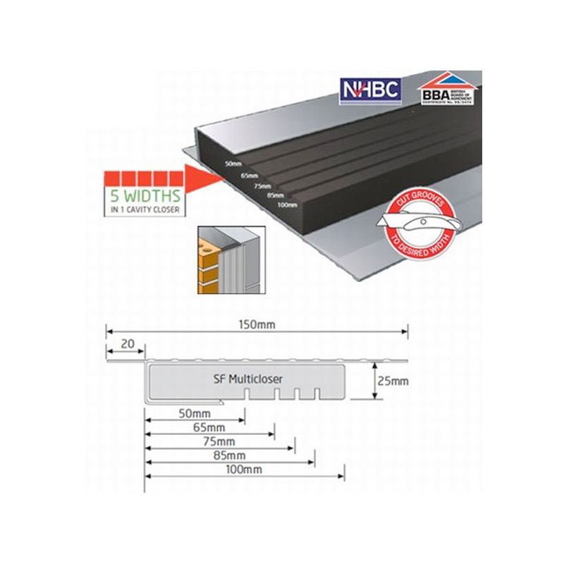 DACATIE UNIVERSAL CAVITY CLOSER SF MULTI 2.4m (50 - 100mm) SF-MULTI-2.4