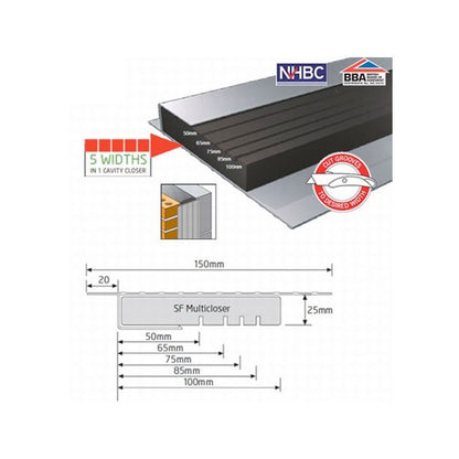 DACATIE UNIVERSAL CAVITY CLOSER SF MULTI 2.4m (50 - 100mm) SF-MULTI-2.4