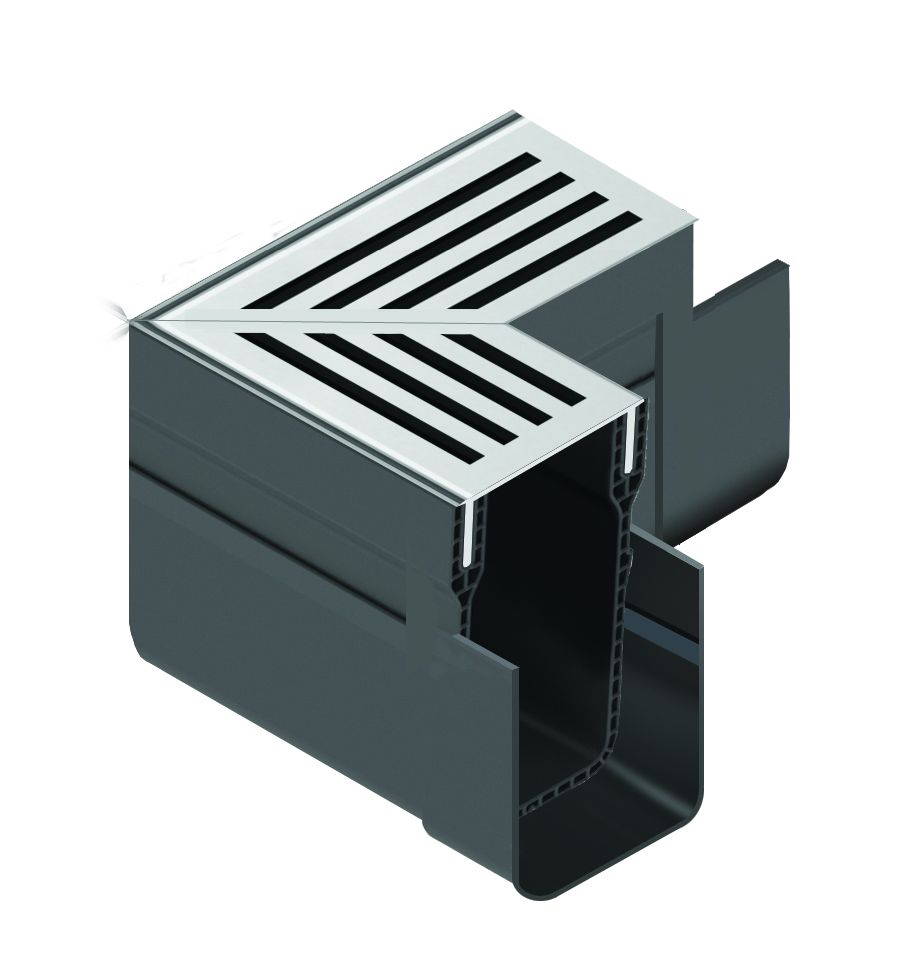 ACO THRESHOLD A15 DRAIN CORNER UNIT SILVER ALUMINIUM GRATING 19006
