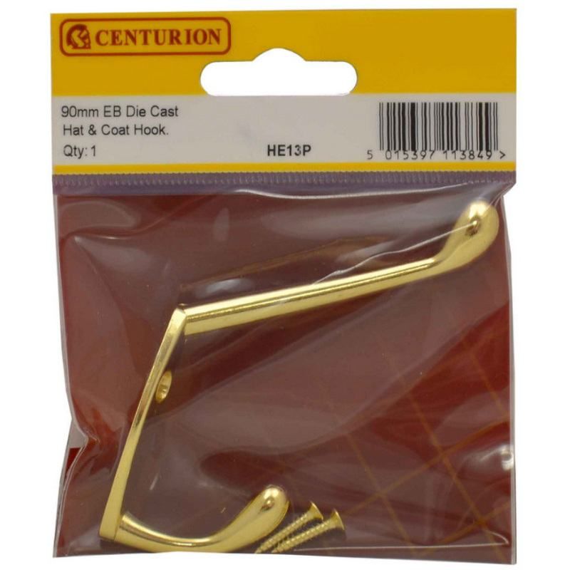 CENTURION HE13P BRASSED HAT & COAT HOOK