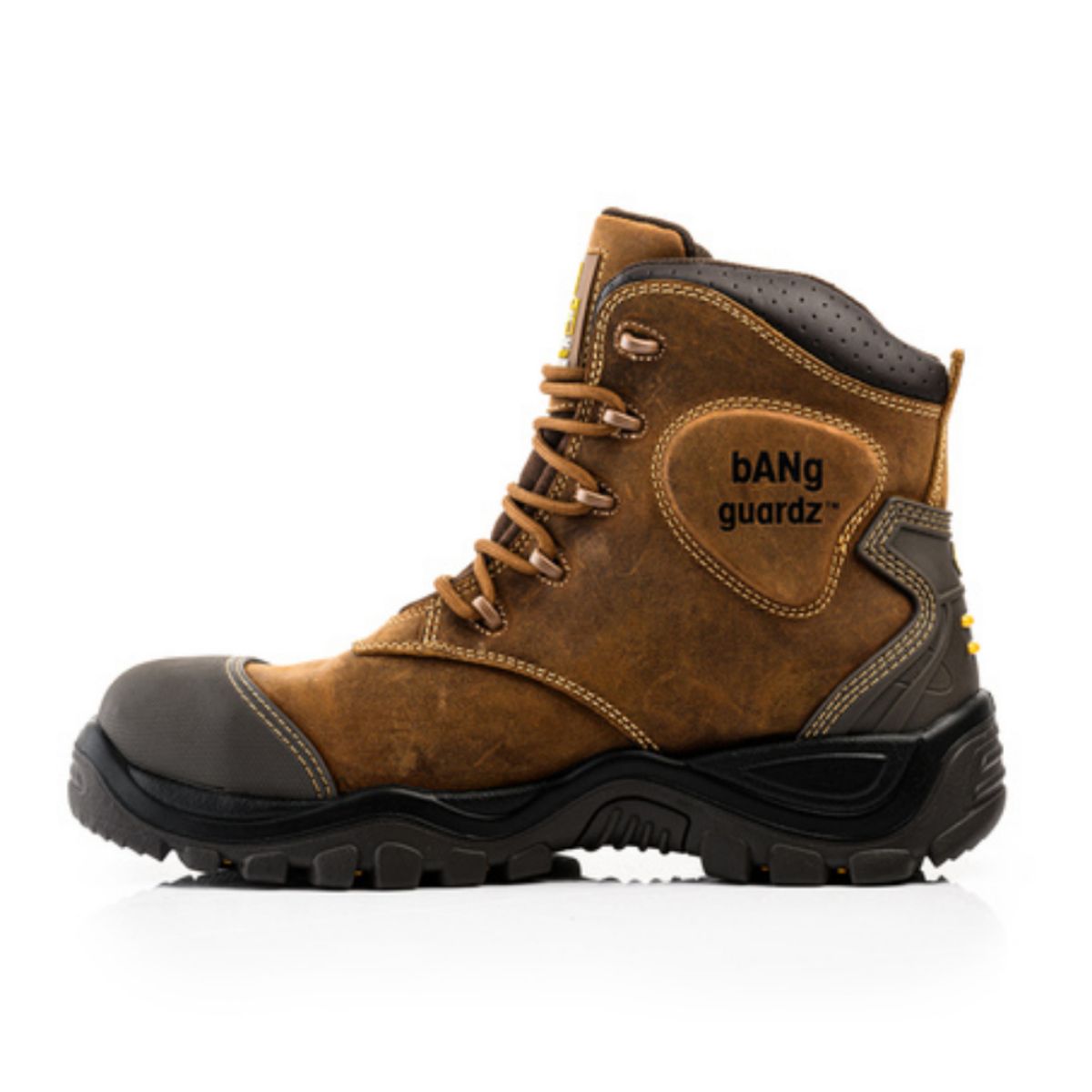 BUCKBOOTZ BSH012BR BANG GUARDZ LACE BOOTS ANKLE PROTECTION S3 HRO AN SRC BROWN SIZE 09