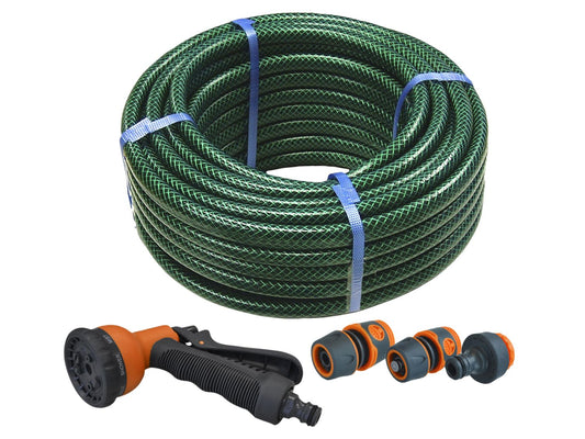 FAITHFULL FAIHOSE15AV HOSE 15m WITH FITTINGS & SPRAY GUN