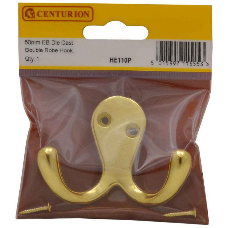 CENTURION HE110P DIE CAST DOUBLE ROBE HOOK 50mm ES