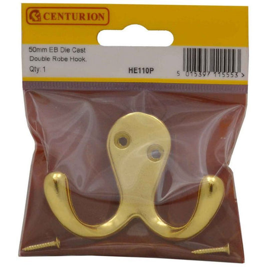 CENTURION HE110P DIE CAST DOUBLE ROBE HOOK 50mm ES