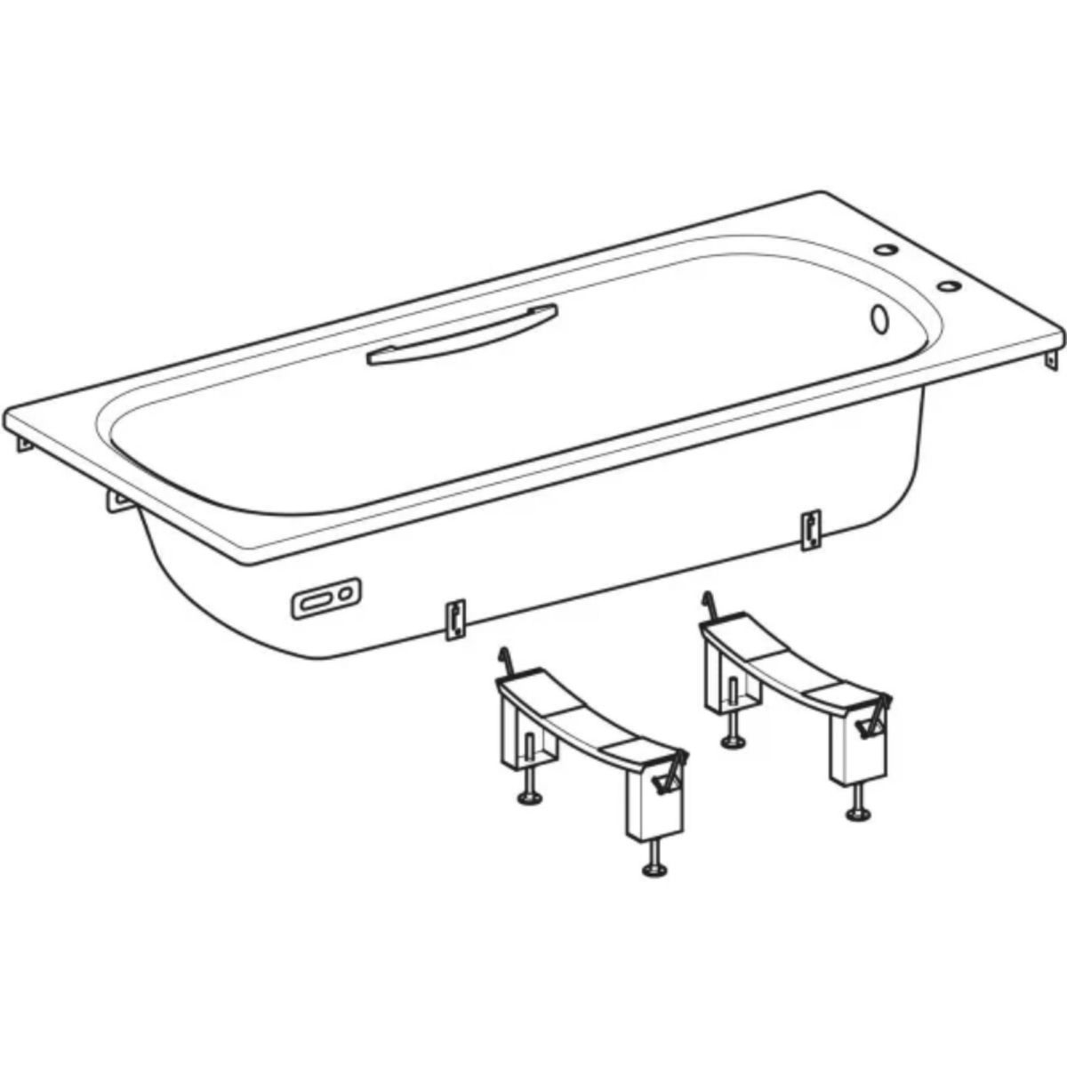 TWYFORD BS1272WH CELTIC 2TH ANTI-SLIP BATH C/W GRIPS & LEGS 1600 x 700mm