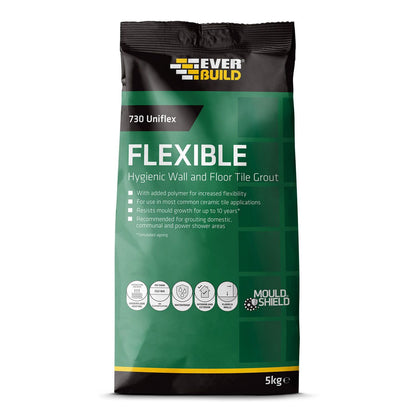 Everbuild 730 Universal Flexible Grout 5Kg Grey Grey UNIFLEX5GY
