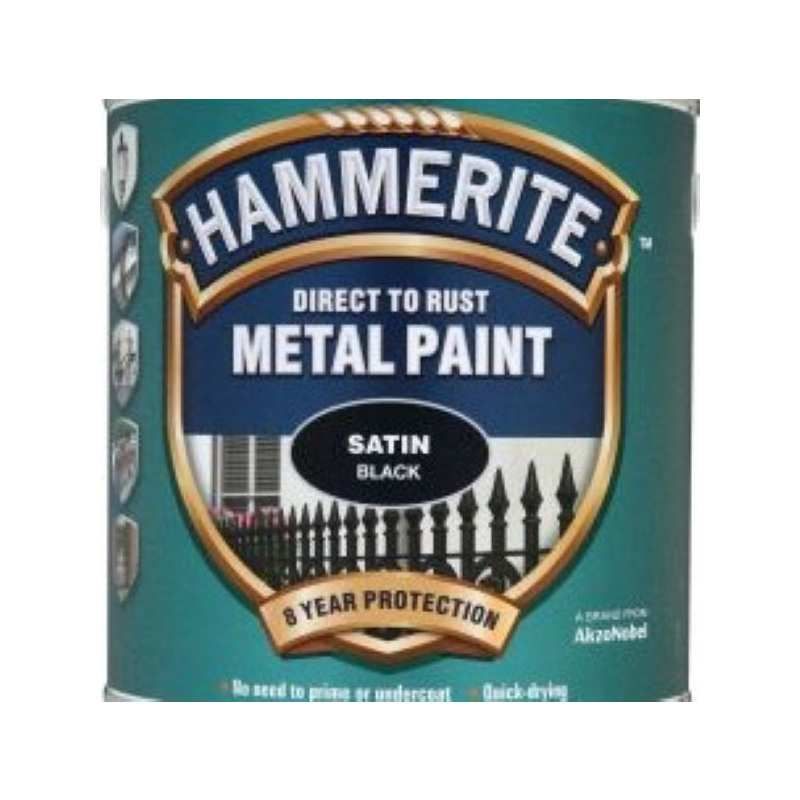 HAMMERITE 750ml SATIN FINISH DIRECT TO RUST METAL PAINT BLACK 5092829