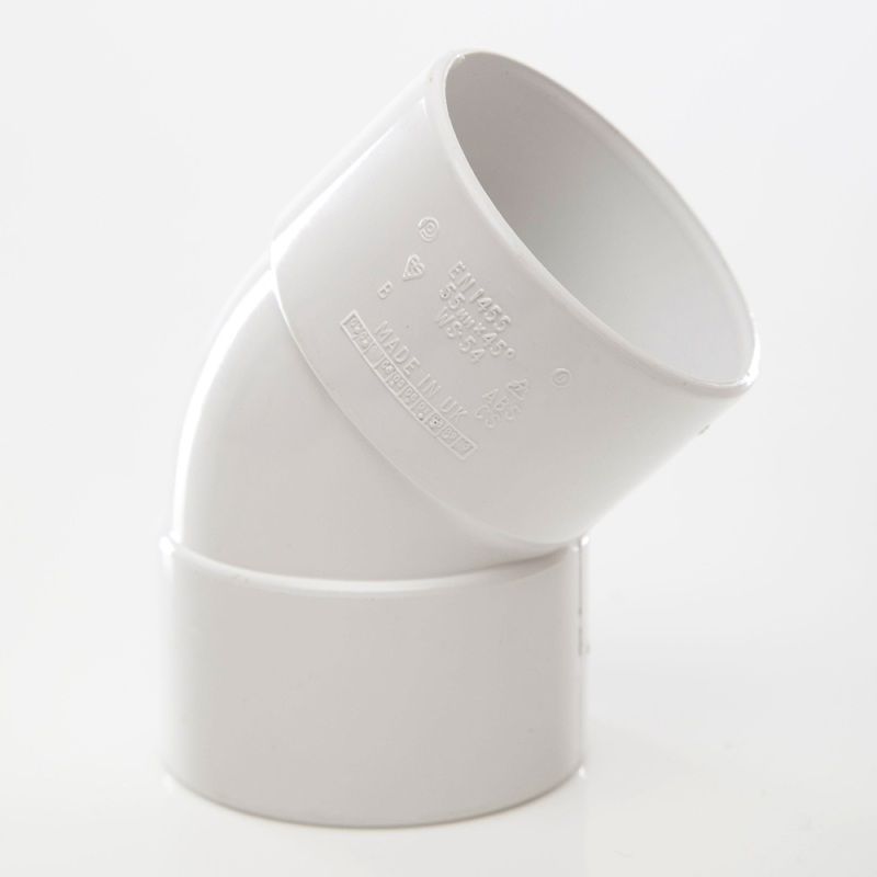 POLYPIPE ABS OBTUSE BEND 50mm x 45deg WS54 WS54W WHITE
