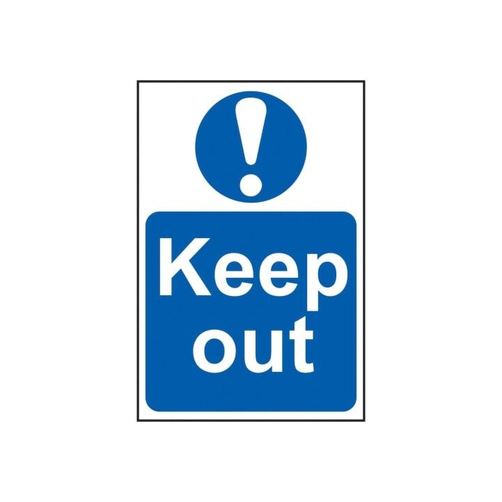 PVC SELF ADH SIGN 200mm WIDE x 300mm KEEP OUT 0255