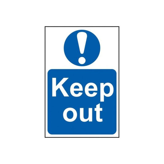 PVC SELF ADH SIGN 200mm WIDE x 300mm KEEP OUT 0255