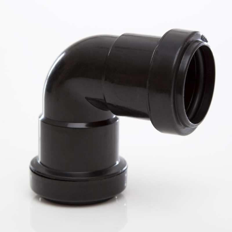 POLYPIPE PUSHFIT WASTE KNUCKLE BEND 32mm x 90deg WP15B BLACK