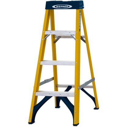 WERNER FIBREGLASS SWINGBACK STEPLADDER TRADE 4 TREAD 7160418