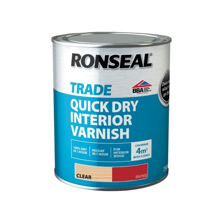 RONSEAL TRADE QUICK DRY CLEAR INT VARNISH 750ml GLOSS 38549