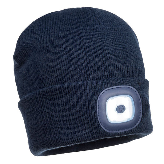 Rechargeable Twin LED Beanie, , R, Navy