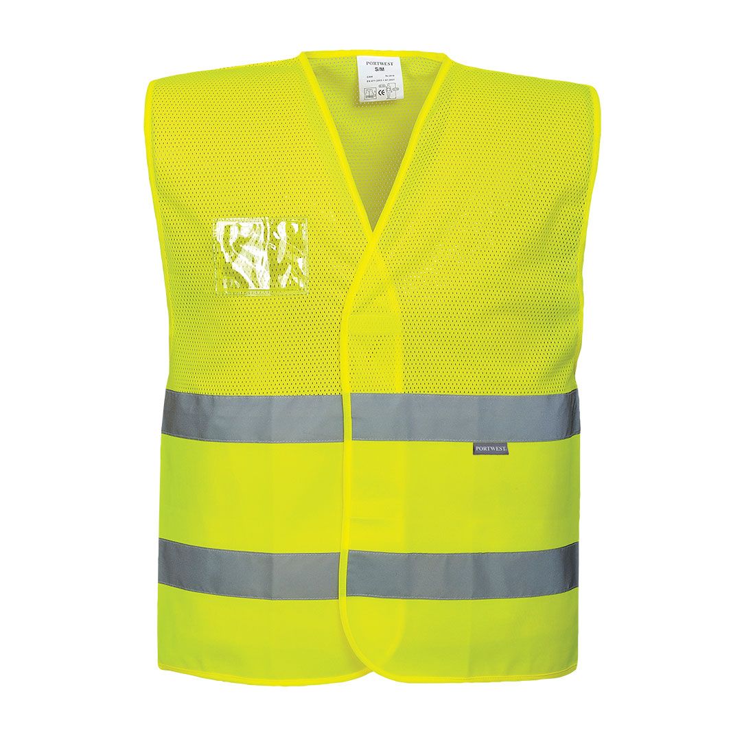 Hi-Vis Half Mesh Two Band Vest , 4X/5X, R, Yellow