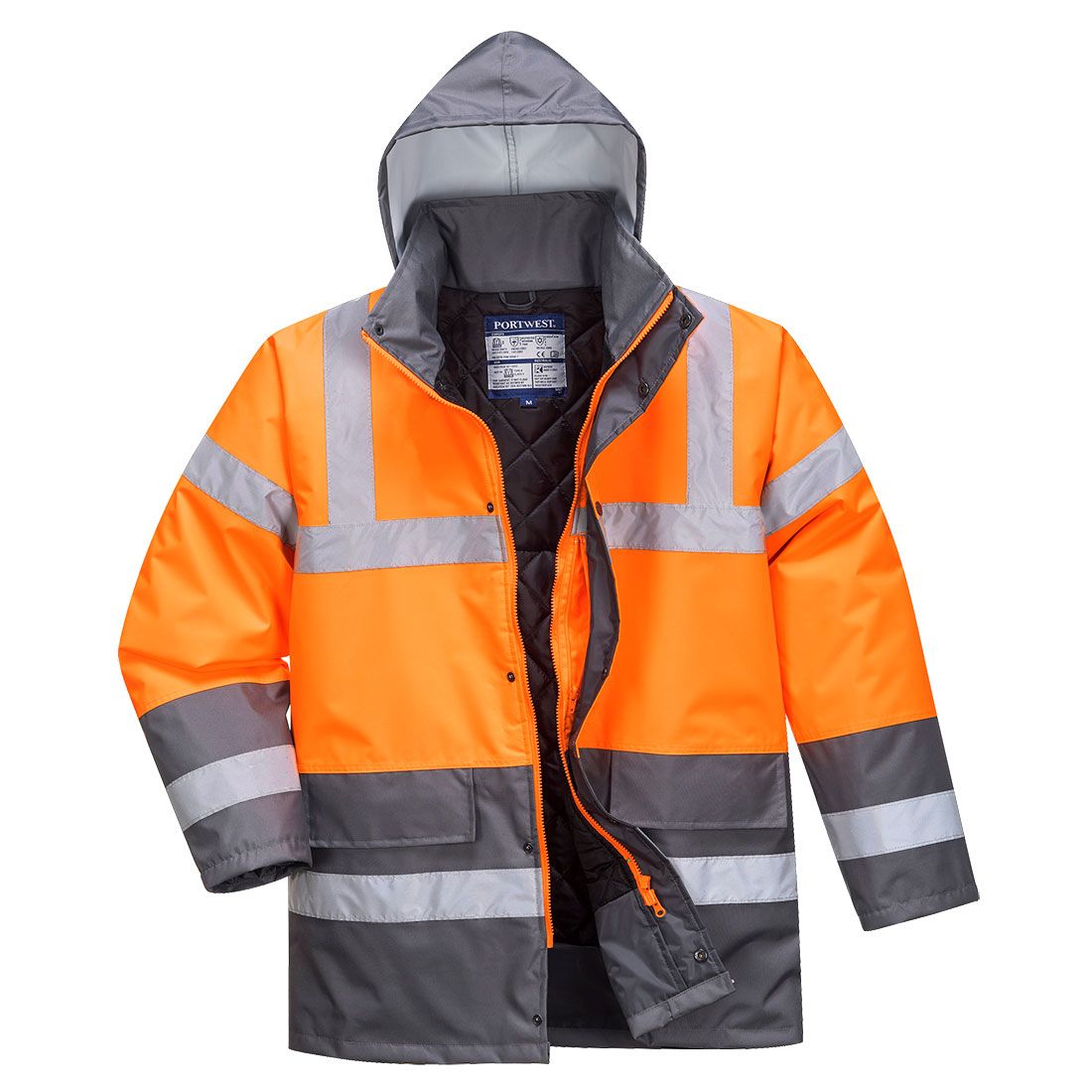 Hi-Vis Contrast Winter Traffic Jacket , L, , Orange/Grey