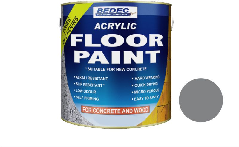 BEDEC ACRYLIC FLOOR PAINT 2.5l BATTLESHIP GREY BEDE2FFR001/40