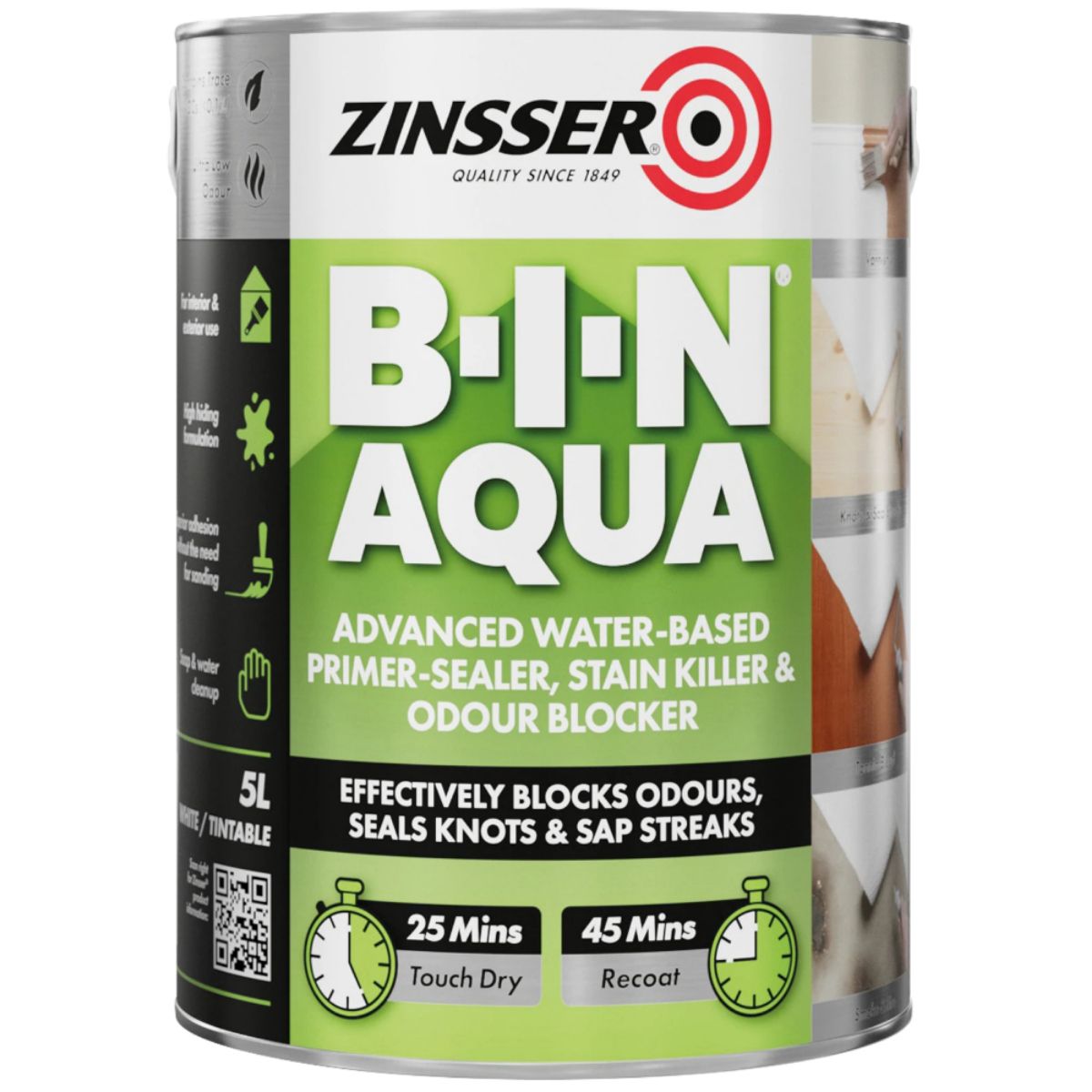 ZINSSER ZN7440001A1 BIN AQUA PRIMER-SEALER-STAIN KILLER-ODOUR BLOCKER 5l