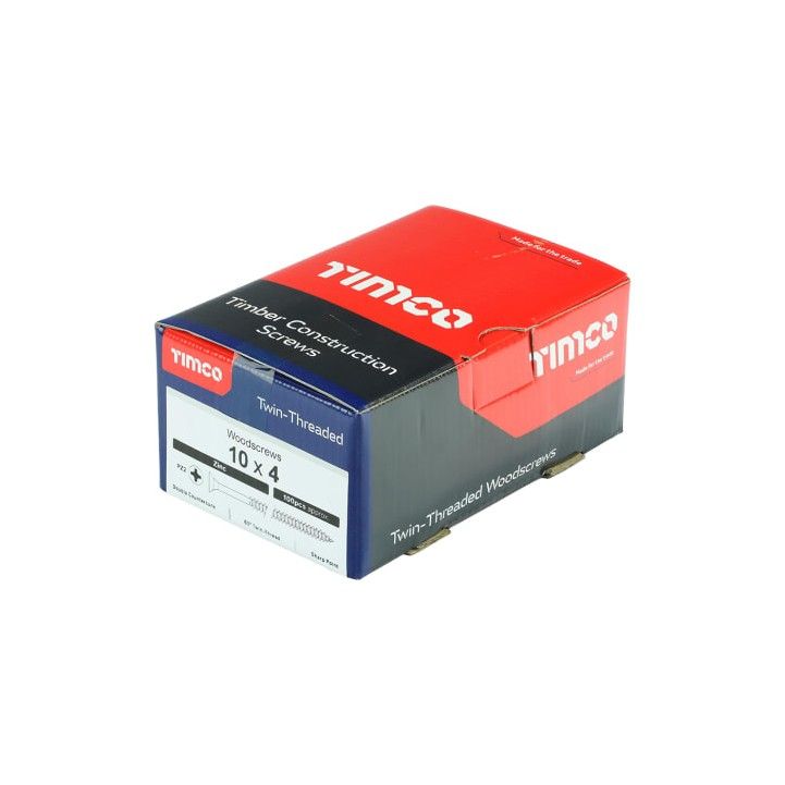 TIMCO TWINTHREAD CSK BZP SCREWS 10 x 4" (BOX 100) 00104CWZ