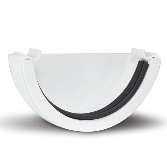 POLYPIPE RAINWATER 112mm HALF ROUND GUTTER STOP END EXTERNAL WHITE RR107W
