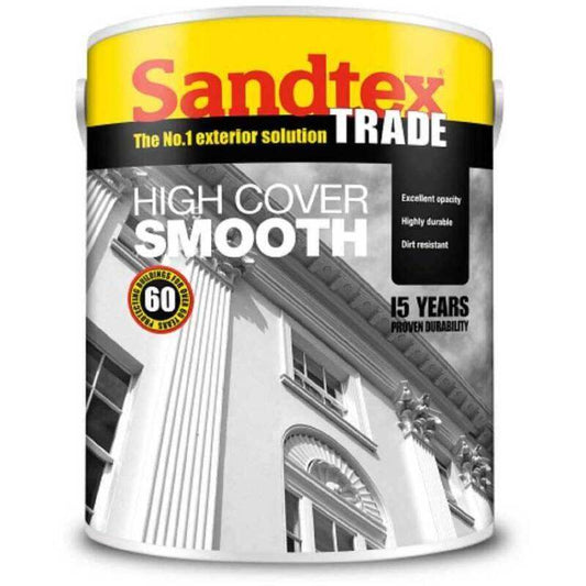 SANDTEX TRADE HIGH COVER SMOOTH 5l MASONRY PAINT PURE BRILLIANT WHITE 5025729
