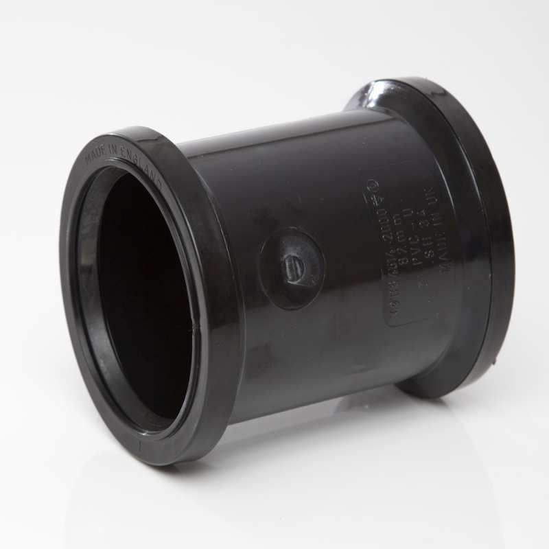 POLYPIPE SOIL DOUBLE SOCKET 82mm SH34 SH34B BLACK