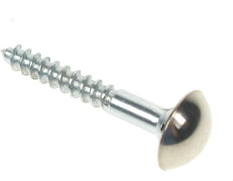UNIFIX MIRROR SCREW DOMETOP CP BZP 8 x 1" PACK 4 UB1617