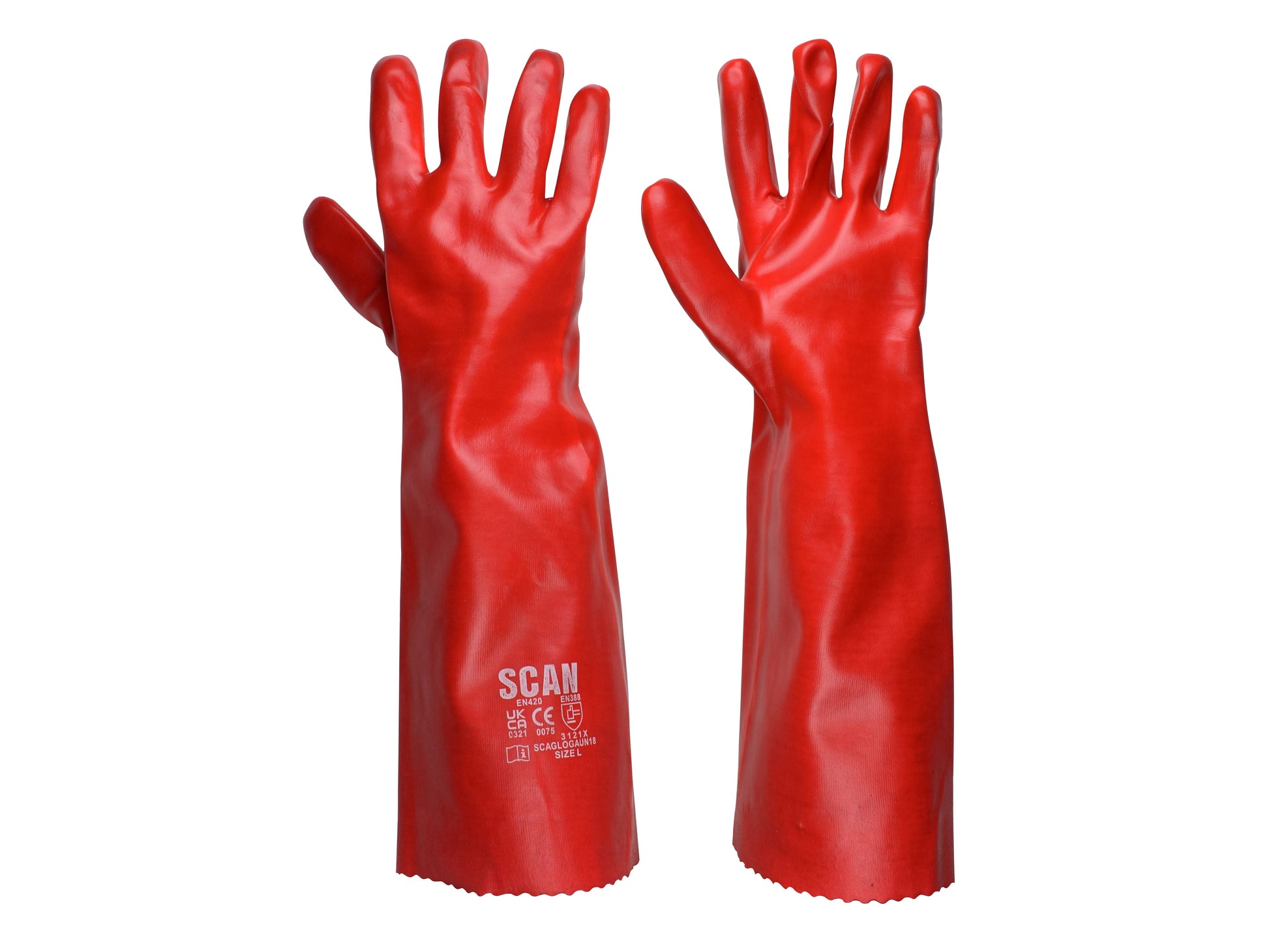 SCAN SCAGLOGAUN18 PVC GAUNTLETS RED 18" LARGE (PAIR)