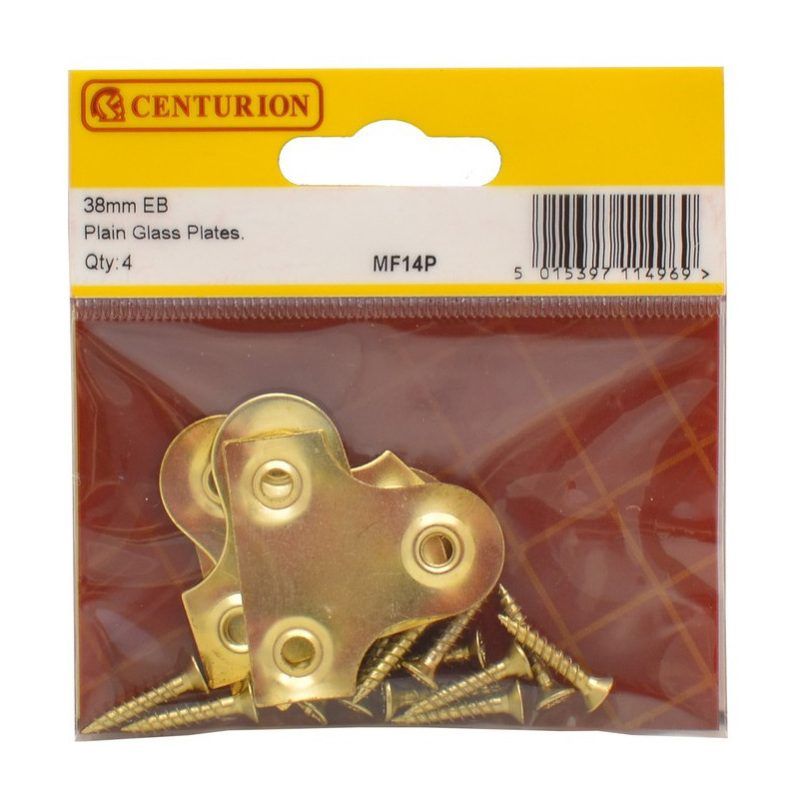 CENTURION MF14P ELECTRO BRASSED PLAIN GLASS PLATES 38mm PACK 4