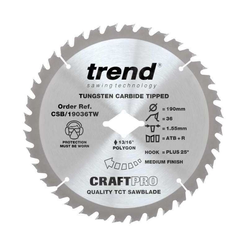 TREND CSB/19036TW WORMDRIVE CRAFT SAWBLADE 36TX190MM